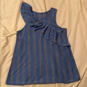 Blue/Silver Striped Tank Top